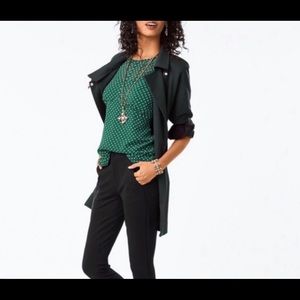 Cabi Green Pink Polka Dot 2 in 1 Flirt Top